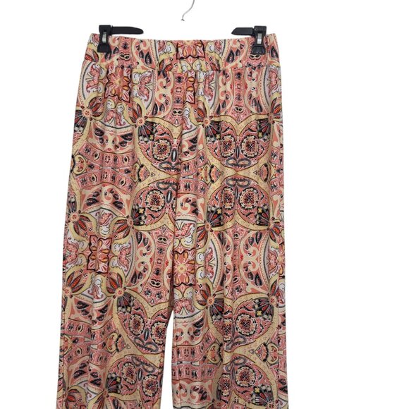 New Directions Womens Multicolor Print Wide Leg Pants SZ L Polyester/Spandex - Picture 2 of 12
